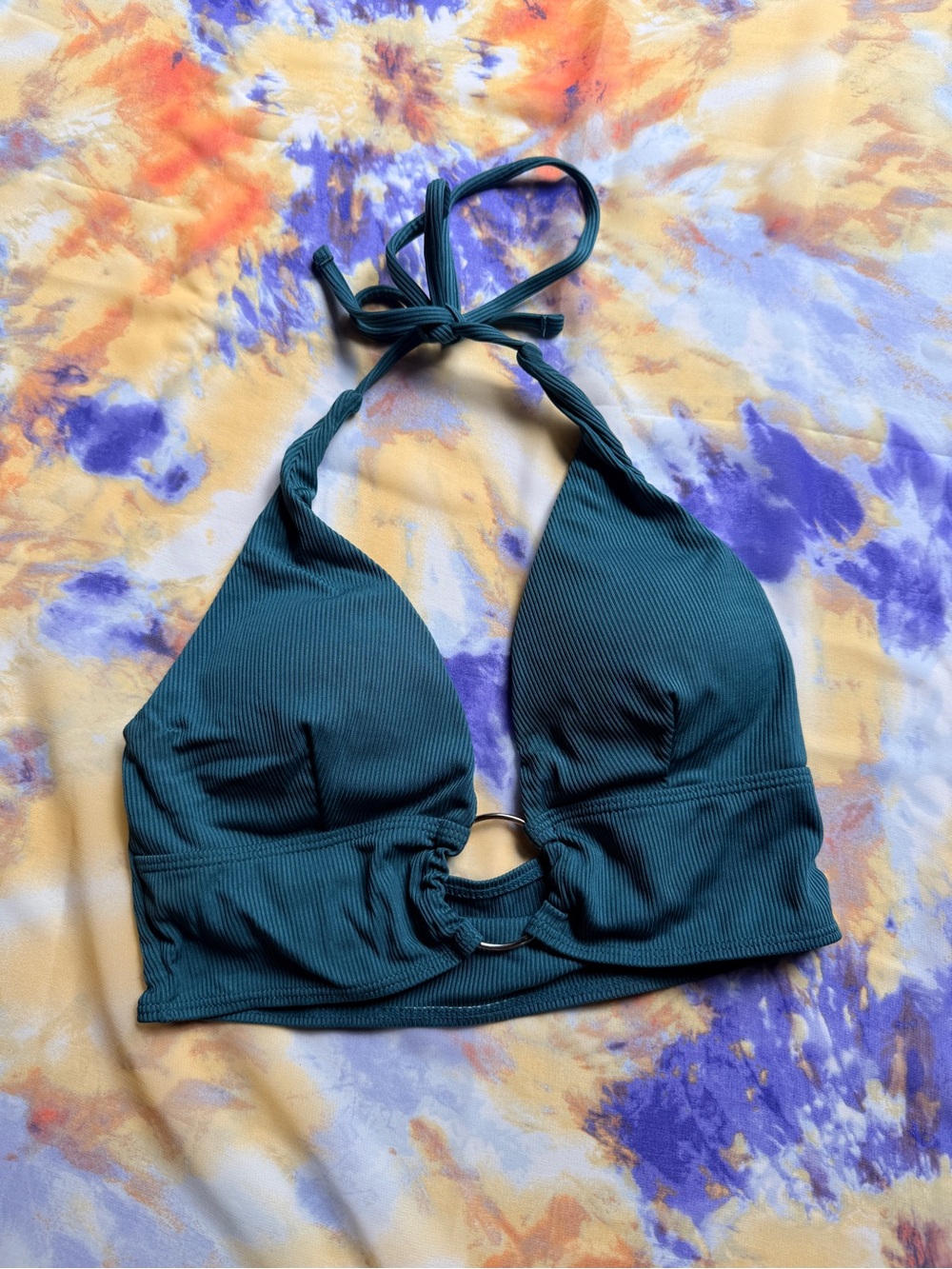 size s 🌴ribbed halter bikini top in deep teal🌴